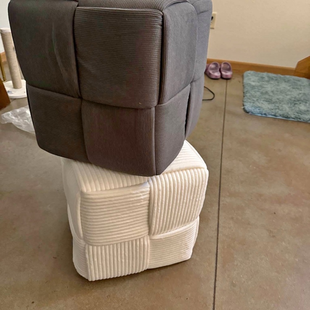 Gray Textured Cube Ottoman - Picture 6 of 6